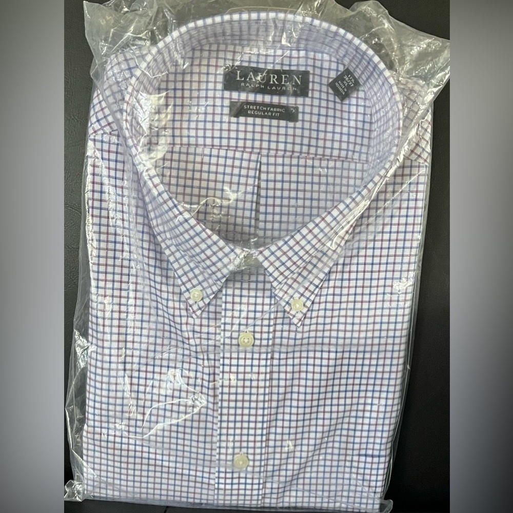 Lauren Ralph Lauren Men's Blue Checkered long sleeved dress Shirt
